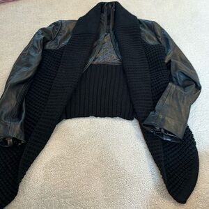 Cine Leather Sweater Jacket